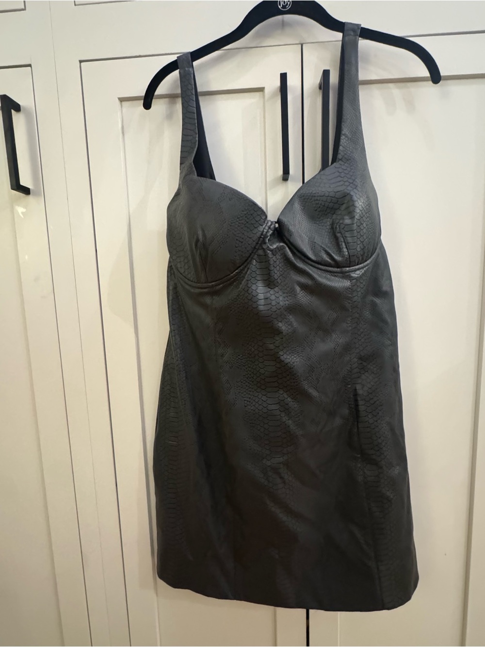 naked wardrobe Charcoal Faux-Leather Slip Dress